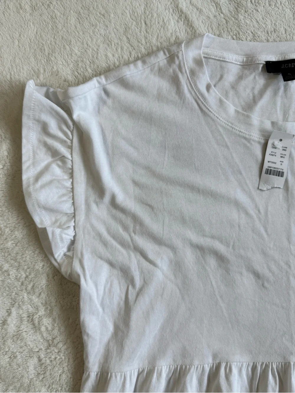 J.Crew Re-Imagined Tiered Ruffle-Sleeve Cotton Dress White Small NWT
